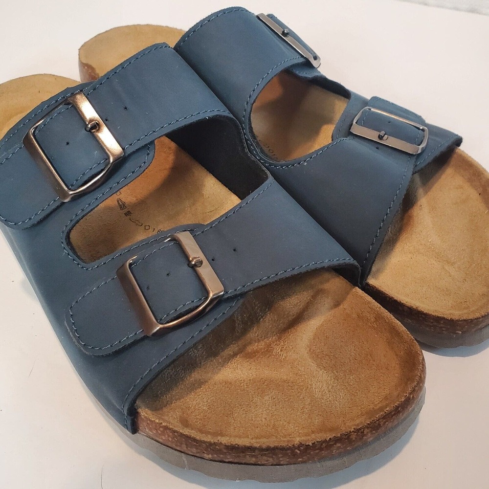 Bjorndal Arizona Sandals Mens 44 / US 10 Blue Straps Slip On Slides Birk Nwot